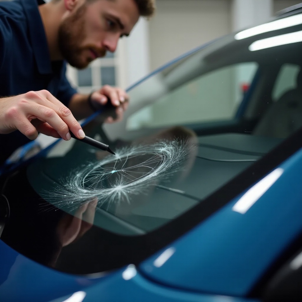 fisură în parbrizul Tesla Model Y