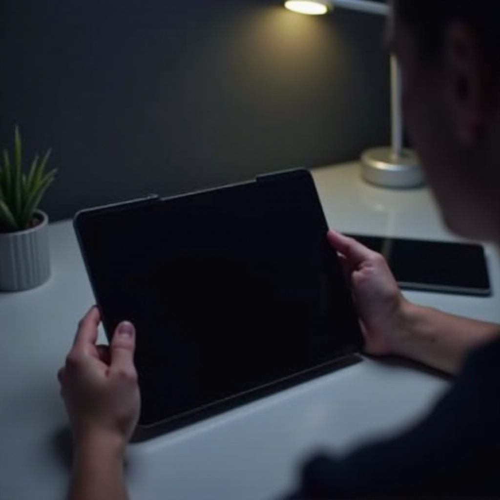 екранът на iPad е включен, но е черен