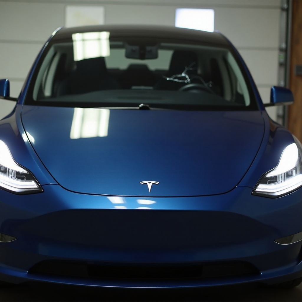 трещина на лобовом стекле Tesla Model Y